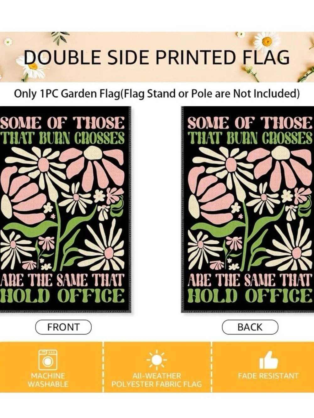Black Graphic Flag or Tapestry with Pink & Lime Text
